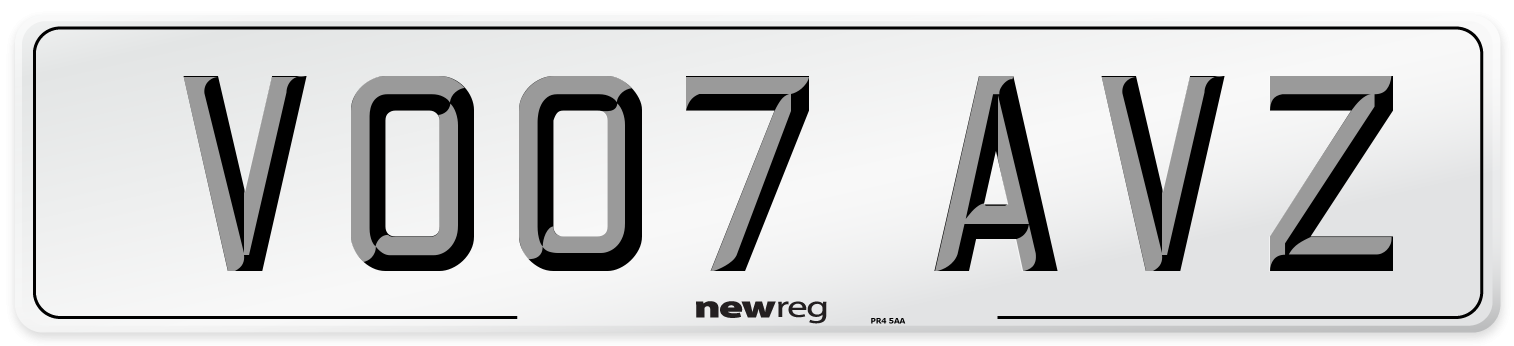 VO07 AVZ Number Plate from New Reg